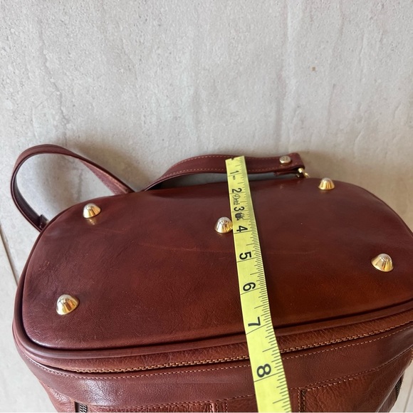 Marino Orlandi Cognac Leather Drawstring Bucket Sling Bag Backpack - Picture 11 of 16